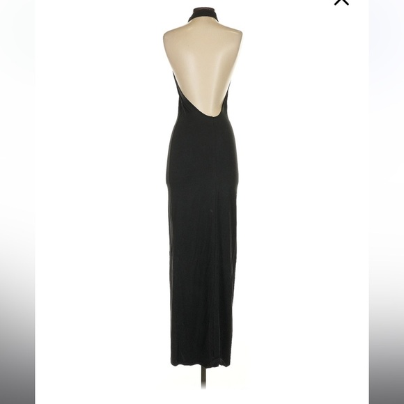 SKIMS SMOOTH LOUNGE LOW BACK HALTER DRESS Maxi Backless Mock Neck Small Black - Picture 4 of 16